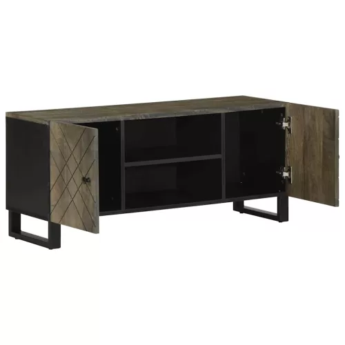 Fekete tömör mangófa TV-szekrény 105 x 33 x 46 cm