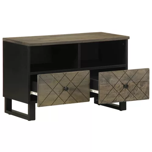 Fekete tömör mangófa TV-szekrény 70 x 33 x 46 cm