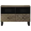 Fekete tömör mangófa TV-szekrény 70 x 33 x 46 cm