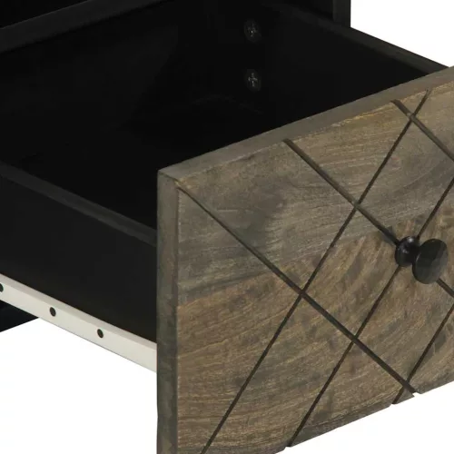 Fekete tömör mangófa TV-szekrény 70 x 33 x 46 cm