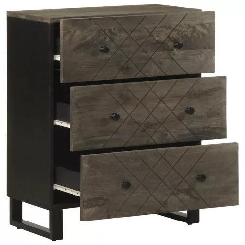 Sideboard Fekete 60x33x75 cm tömörfa Mango