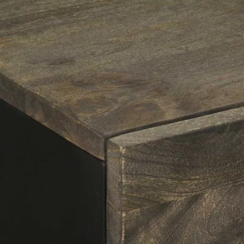 Sideboard Fekete 60x33x75 cm tömörfa Mango