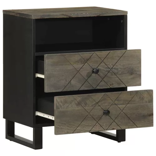 Éjjeliszekrény fekete 50x33x62 cm tömörfa mangófa