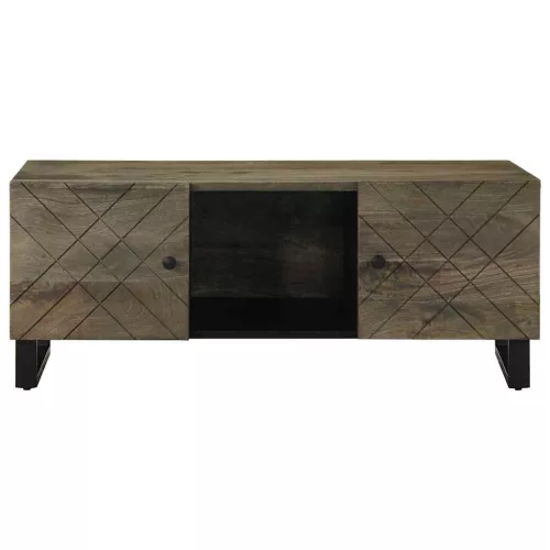 Fekete tömör mangófa dohányzóasztal 100 x 54 x 40 cm