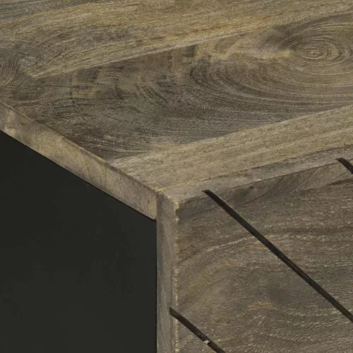 Fekete tömör mangófa dohányzóasztal 100 x 54 x 40 cm