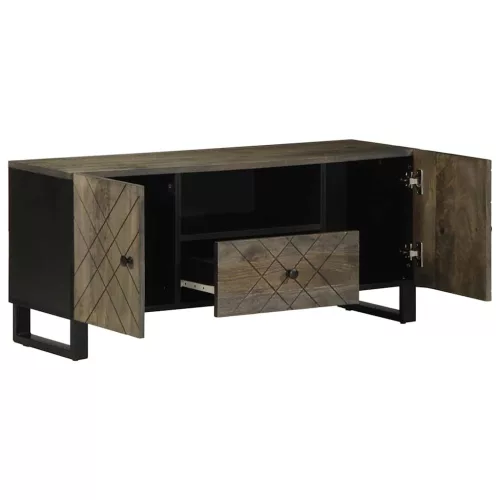 Fekete tömör mangófa TV-szekrény 105 x 33 x 46 cm