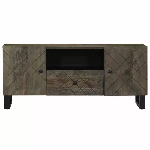 Fekete tömör mangófa TV-szekrény 105 x 33 x 46 cm