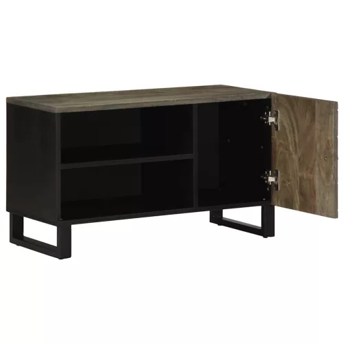 Fekete tömör mangófa TV-szekrény 80 x 33 x 46 cm