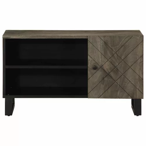Fekete tömör mangófa TV-szekrény 80 x 33 x 46 cm