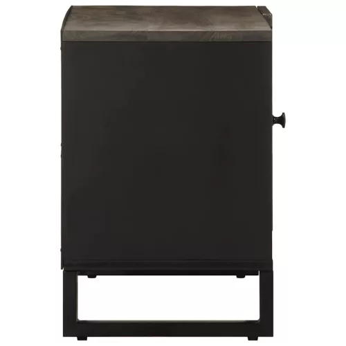 Fekete tömör mangófa TV-szekrény 80 x 33 x 46 cm