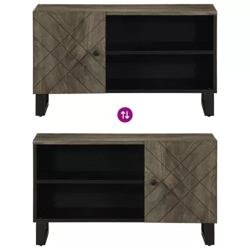 Fekete tömör mangófa TV-szekrény 80 x 33 x 46 cm