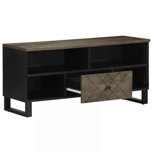 Fekete tömör mangófa TV-szekrény 100 x 33 x 46 cm