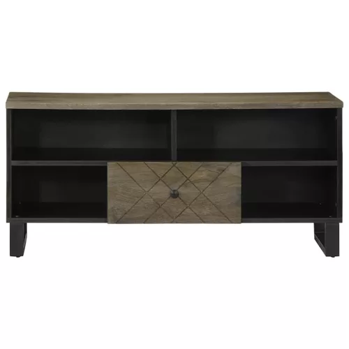 Fekete tömör mangófa TV-szekrény 100 x 33 x 46 cm