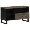 Fekete tömör mangófa TV-szekrény 80 x 33 x 46 cm