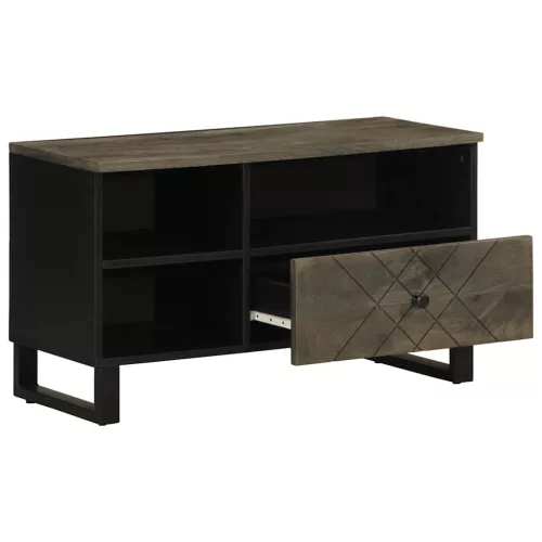 Fekete tömör mangófa TV-szekrény 80 x 33 x 46 cm