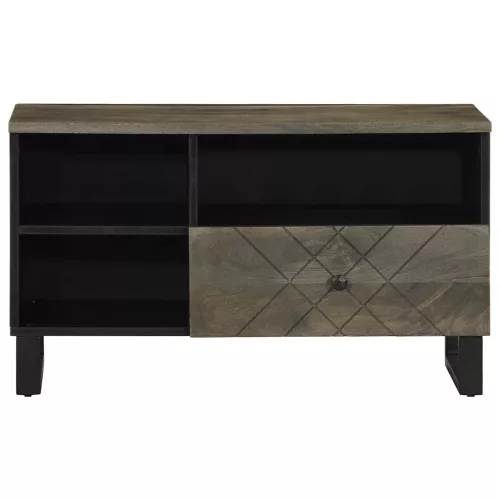 Fekete tömör mangófa TV-szekrény 80 x 33 x 46 cm