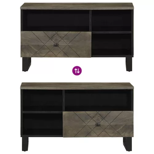 Fekete tömör mangófa TV-szekrény 80 x 33 x 46 cm