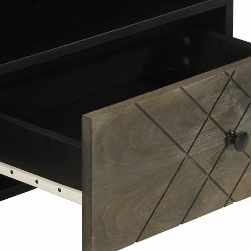 Fekete tömör mangófa TV-szekrény 80 x 33 x 46 cm
