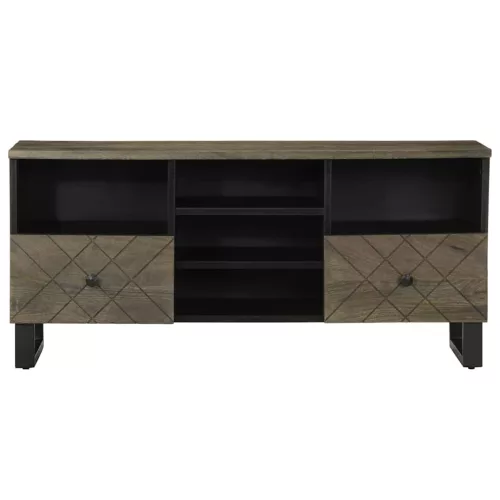 Fekete tömör mangófa TV-szekrény 100 x 33 x 46 cm