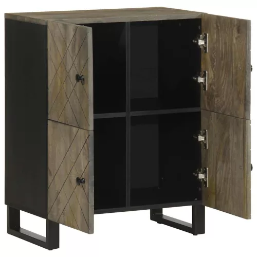 Sideboard Fekete 60x33x75 cm tömörfa Mango