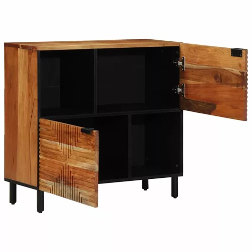Oldalszekrény polcokkal Barna 80 x 33 x 75 cm Tömör akácfa