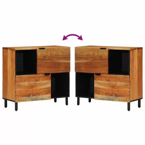 Oldalszekrény polcokkal Barna 80 x 33 x 75 cm Tömör akácfa