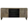 Világosszürke tömör mangófa TV-szekrény 105x33,5x46 cm