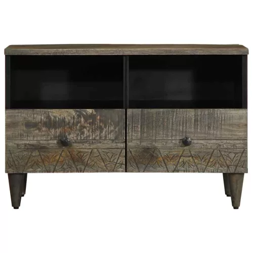 Világosszürke tömör mangófa TV-szekrény70x33,5x46 cm