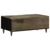 Világosszürke tömör mangófa dohányzóasztal 100x54x40 cm