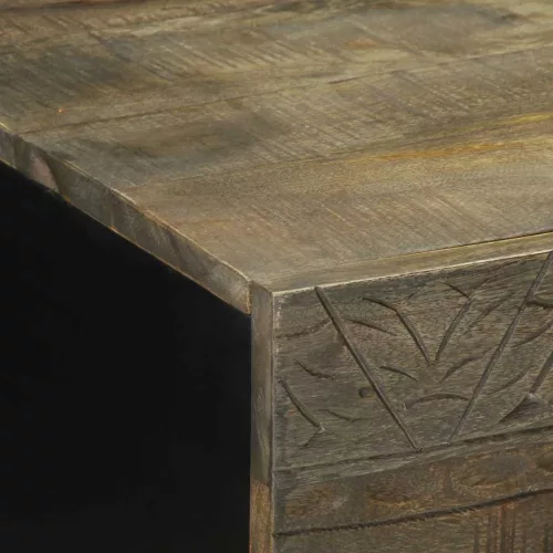 Világosszürke tömör mangófa dohányzóasztal 100x54x40 cm