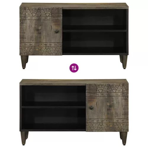 Világosszürke tömör mangófa TV-szekrény 80x31,5x46 cm