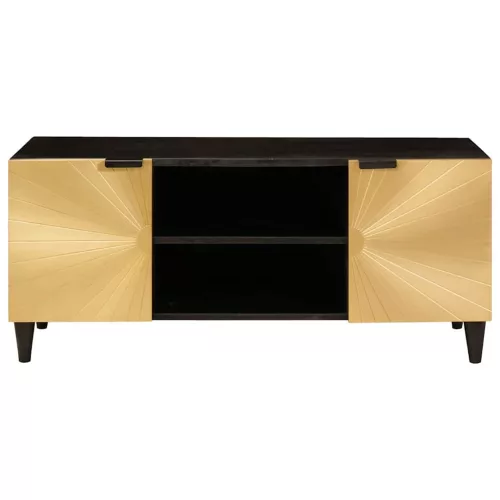 TV szekrény Fekete és Arany 105 x 33 x 46 cm tömör mangófa