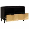 TV szekrény Fekete és Arany 70 x 33 x 46 cm tömör mangófa