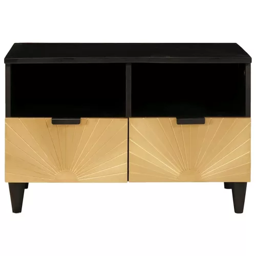 TV szekrény Fekete és Arany 70 x 33 x 46 cm tömör mangófa