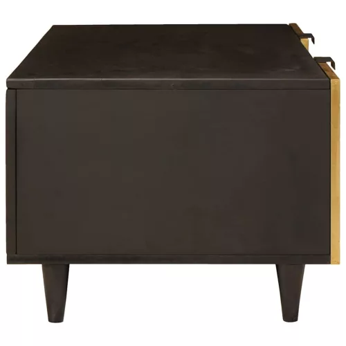 Dohányzóasztal Fekete és Arany 100 x 54 x 40 cm tömör mangófa