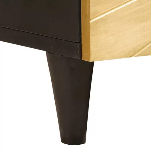 Dohányzóasztal Fekete és Arany 100 x 54 x 40 cm tömör mangófa
