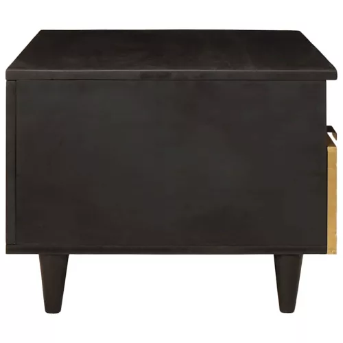 Dohányzóasztal Fekete és Arany 80 x 54 x 40 cm tömör mangófa