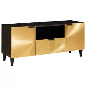   TV szekrény Fekete és Arany 105 x 33 x 46 cm tömör mangófa