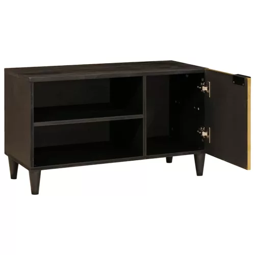 TV szekrény Fekete és Arany 80 x 33 x 46 cm tömör mangófa