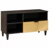 TV szekrény Fekete és Arany 80 x 33 x 46 cm tömör mangófa