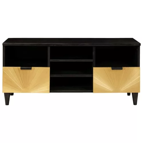 TV szekrény Fekete és Arany 100 x 33 x 46 cm tömör mangófa