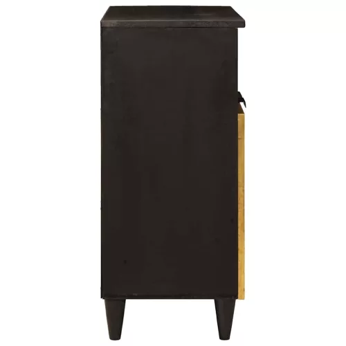 Széf polcokkal Fekete és Arany 60 x 33 x 75 cm tömör mangófa