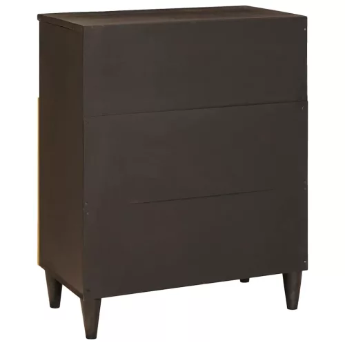 Széf polcokkal Fekete és Arany 60 x 33 x 75 cm tömör mangófa