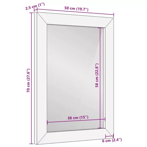 Fürdőszobai tükör tükörrel Fekete és Arany 50 x 2.5 x 70 cm