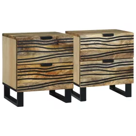   Éjjeliszekrény 2 pcs Barna 40 x 33 x 46 cm tömör mangófa
