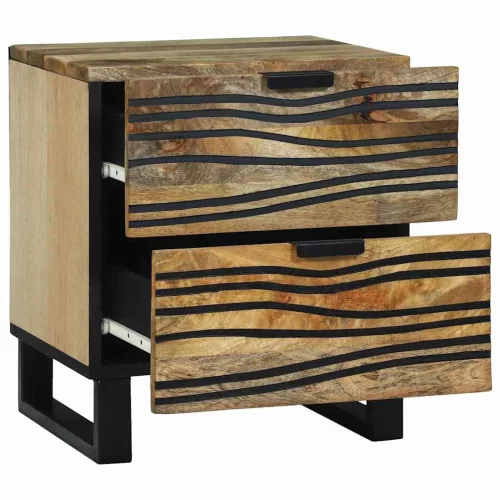Éjjeliszekrény 2 pcs Barna 40 x 33 x 46 cm tömör mangófa