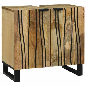   Mosdószekrény Barna és fekete 62 x 33 x 58 cm Tömör mangófa
