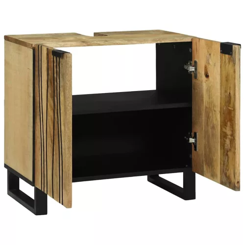 Mosdószekrény Barna és fekete 62 x 33 x 58 cm Tömör mangófa