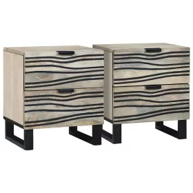   Éjjeliszekrény fiókkal 2 pcs Fehér és fekete 40 x 33 x 46 cm