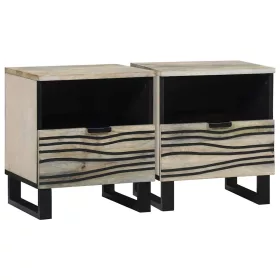   Éjjeliszekrény fiókkal 2 pcs Fehér és fekete 40 x 33 x 46 cm